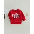 thumbnail image 3 of Bagilaanoe Toddler Baby Girl Boy Valentine’s Day Sweatshirt Long Sleeve Letter Print Pullover 6M 12M 18M 24M 3T Kids Fall Loose Tee Tops, 3 of 9