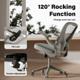 thumbnail image 3 of Solfway Gray/White Mesh Computer Desk Chair, Ergonomic Mesh Office Chairs with Adjustable Lumbar Support, Height, 3D Flip-up Arms, Wheels, Rocking Function, 3 of 7