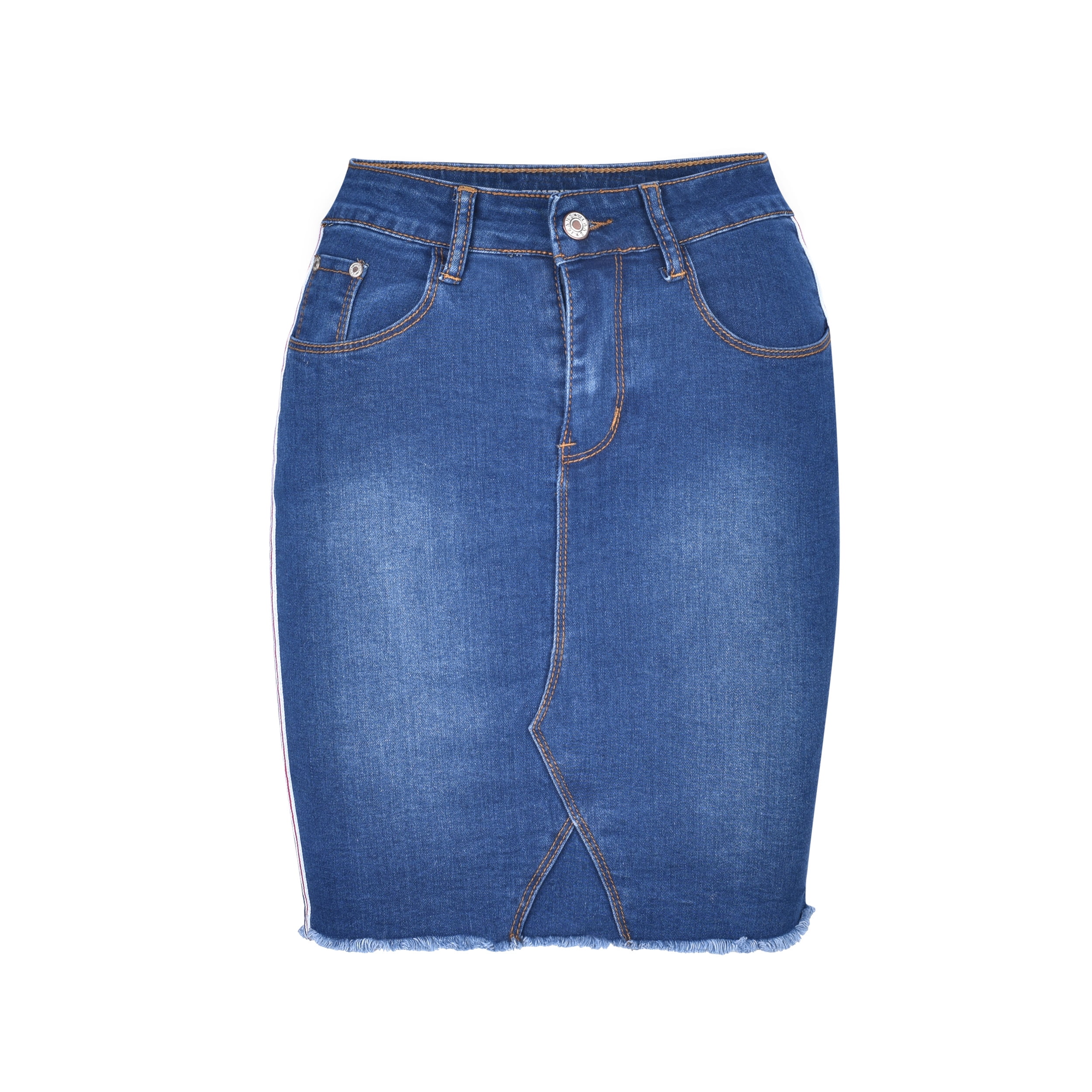above knee denim skirt