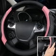 thumbnail image 5 of CAR GRAND Leather Steering Wheel Cover and Waterproof Carpet Car Floor Mats,Universal Fit Combo Pack Sedan,SUV,Cars, 14.5" to 15" Sporty Anti-Slip Pink, 5 of 8