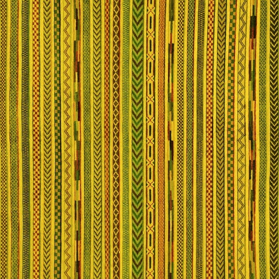 Ahgly Company Indoor Square Abstract Yellow Modern Area Rugs, 4' Square