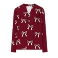 thumbnail image 7 of Long Sleeve Shirts for Women Casual V Neck Fall Tops Dressy Spring Work Blouses Clothes Red L, 7 of 7