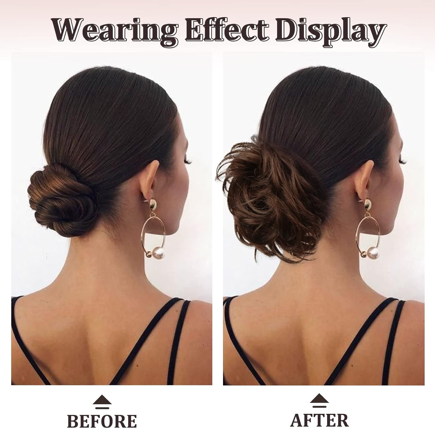 Claw Clip Messy Bun Hair Piece Real Human Hair Buns Wavy Curly Updo Hair Buns Claw Clip Ponytail Hairpieces Hair Scrunchie with Clip for Women