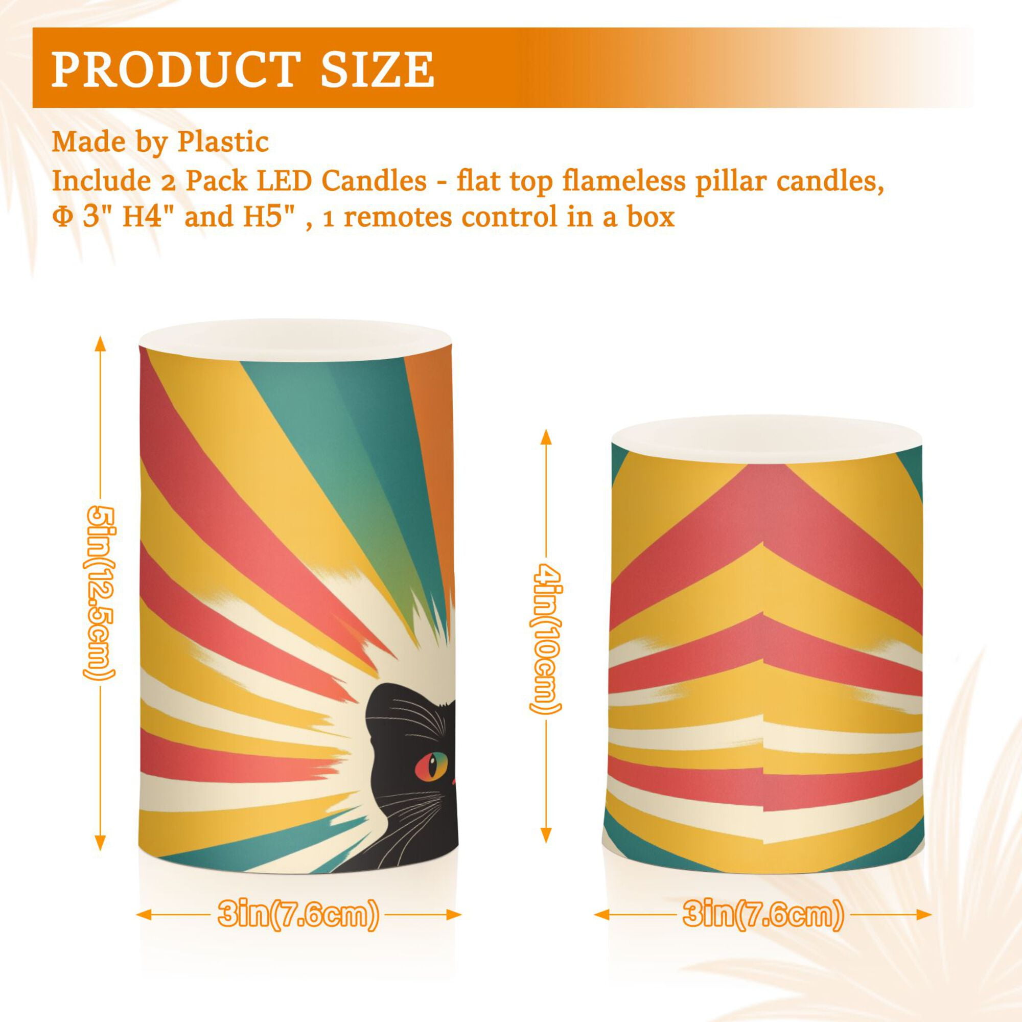Yayeee Flameless Candles with Remote Flickering Battery Operated Multi Color Changing, Colorful Black Cat