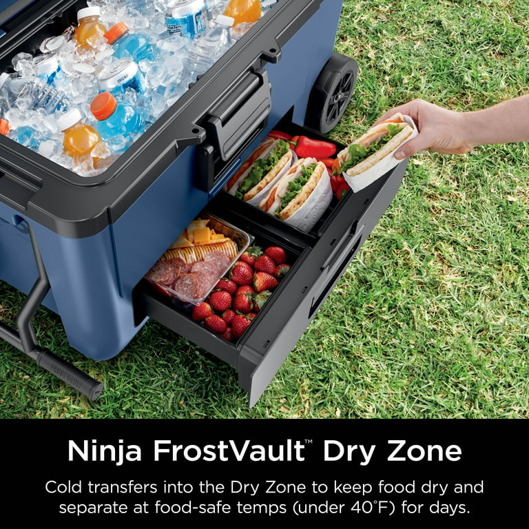 Ninja FrostVault 65 Quart Wheeled Cooler, Blue, Ice Retention, Dry