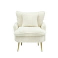 thumbnail image 6 of Corduroy Accent Chair with Throw Pillow,Single Armchair with Gold Metal Legs,Ergonomic Backrest and Armrests for Living Room Bedroom Office Apartment,White, 6 of 7