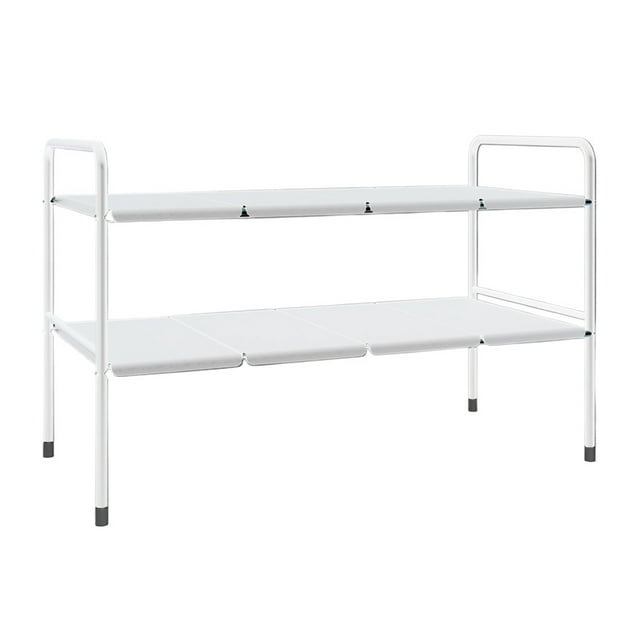 Naiovety Organizador de fregadero retráctil, estante escalonado para armarios de cocina, estante de almacenamiento retráctil ajustable Organizadores de utensilios de cocina Blanco