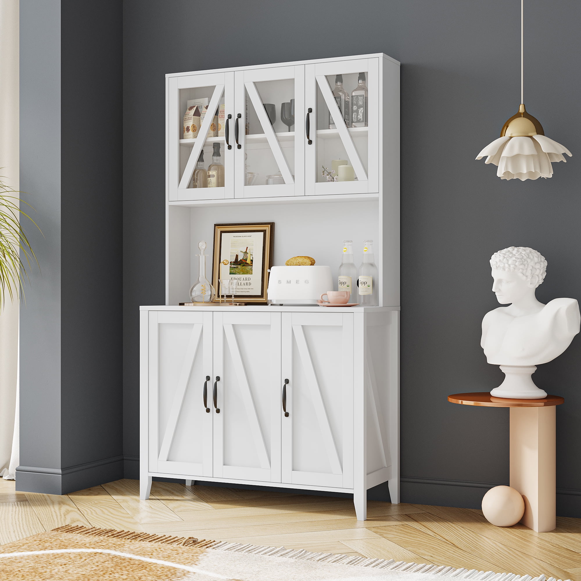 White buffet 2024 cabinet with hutch