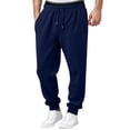 thumbnail image 2 of Mens Sweatpants Stylish Elastic Waist Drawstring Cuffed Sweatpants Loose Lounge Casual Sweatpants for Outdoor Sports with Pockets Navy L, 2 of 7