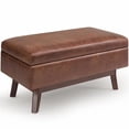 thumbnail image 1 of Simpli Home Owen Ottomane de Rangement Mi-Siècle en Similicuir 36 Pouces Brun Selle, 1 of 7