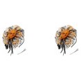 thumbnail image 4 of Qarigey Vintage Women Plume Fascinator Mesh Velo Clip Horquilla Flor Headwear Club Caballo Carreras Eventos Iglesia Negro + naranja negro+naranja 2Conjunto, 4 of 6
