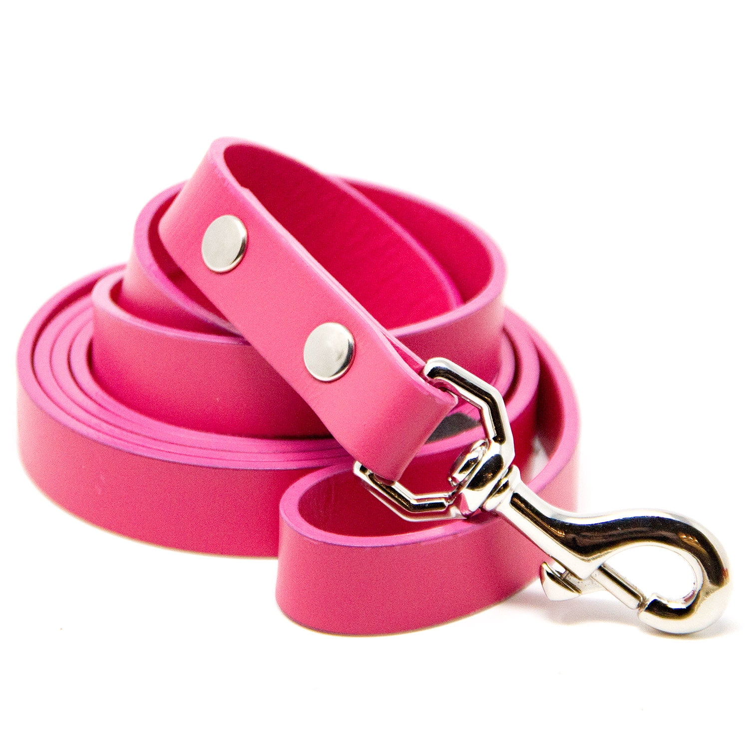 Logical Leather Dog Leash - 6 Foot Heavy Duty Full Grain Leather Lead; Best  for Training - Pink