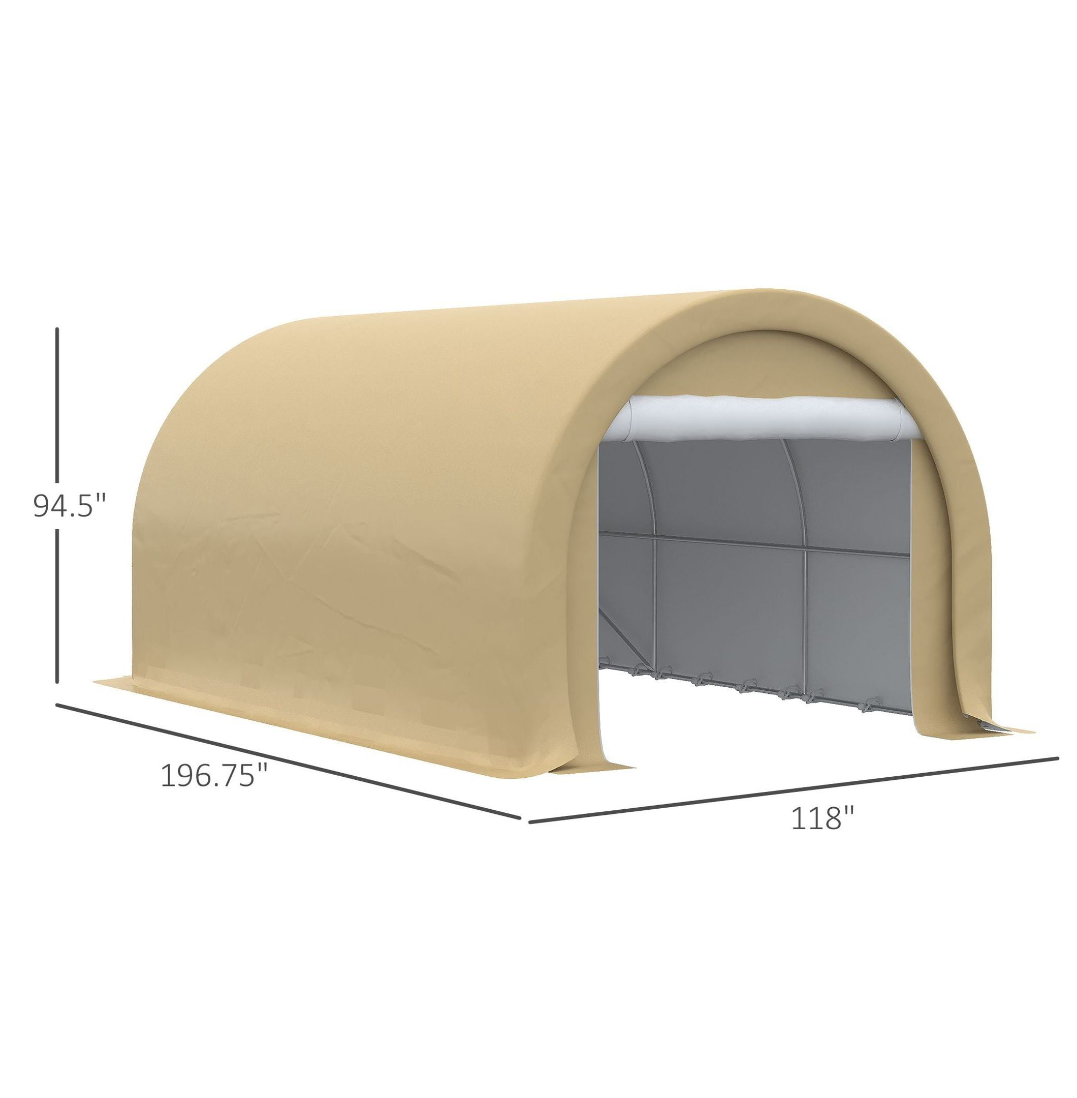 16'x10' Carport Heavy Duty Portable Garage Tent with Zipper Door - Anti-UV PE Canopy Cover for Car, Truck, Boat, RV - Outdoor Storage Shelter