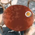 thumbnail image 4 of Round Table Cover 55-60 Inch Ombre Brick Red Waterproof Reusable Table Cloth Round Fitted Vinyl Tablecloth with Elastic Edged for Parties Outdoors, Solid Color Gradient Minimalist Modern, 4 of 9