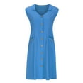 thumbnail image 6 of Ashirexll Plus Size Summer Dresses, Summer Solid Color Turndown Collar Soft Comfortable Sleeveless Vest Dress with Pockets Blue L, 6 of 6