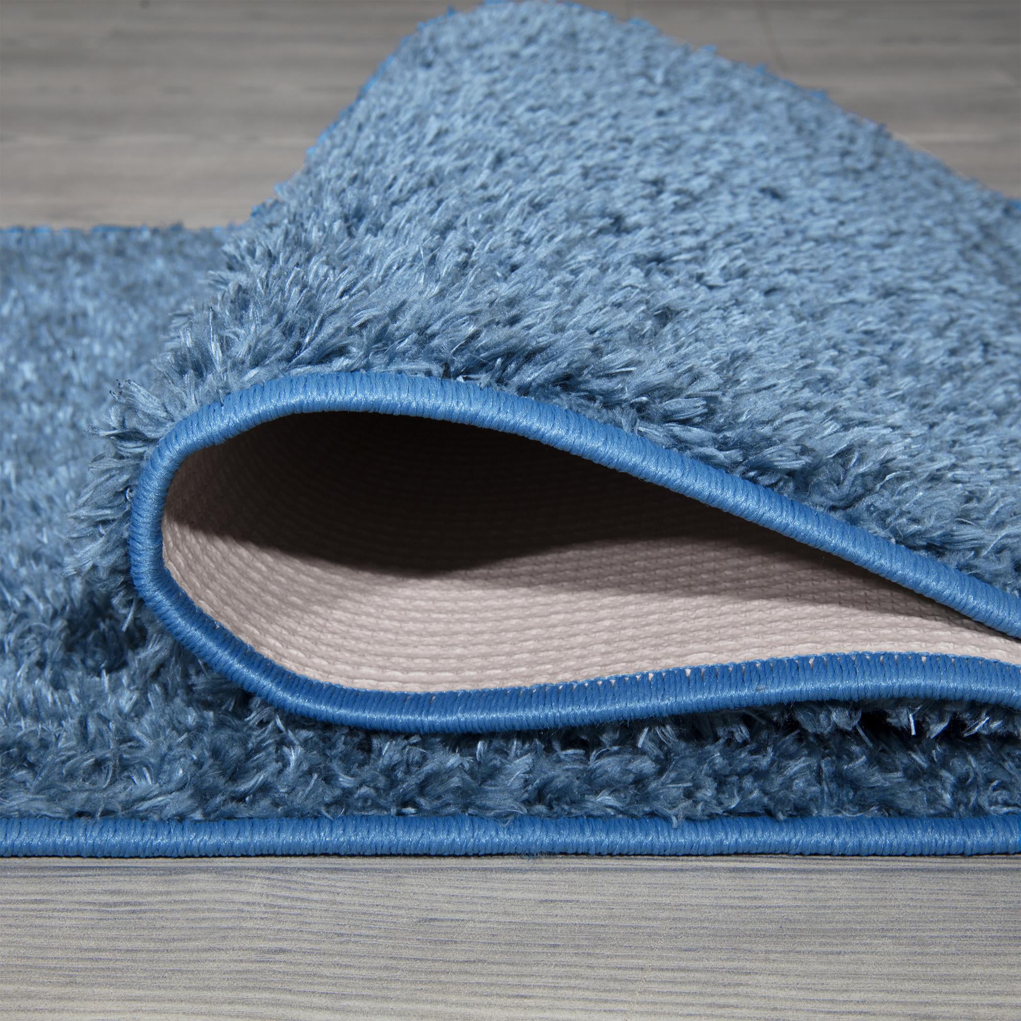 Ottomanson Comfort Non-Slip Rubberback Solid 2x5 Soft Indoor Runner Rug, 20" x 59", Turquoise Blue