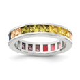 thumbnail image 1 of Solid 925 Sterling Silver Channel-Set Colorful CZ Cubic Zirconia Eternity Band Ring Size 8, 1 of 5