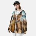 thumbnail image 3 of Daiia Chat Relaxant avec Motif de Jus d'Orange UPF 50+ Veste à Capuche Protection Solaire Légère à Manches Longues pour Femmes Hommes avec Poche Randonnée Extérieur-Grand, 3 of 7