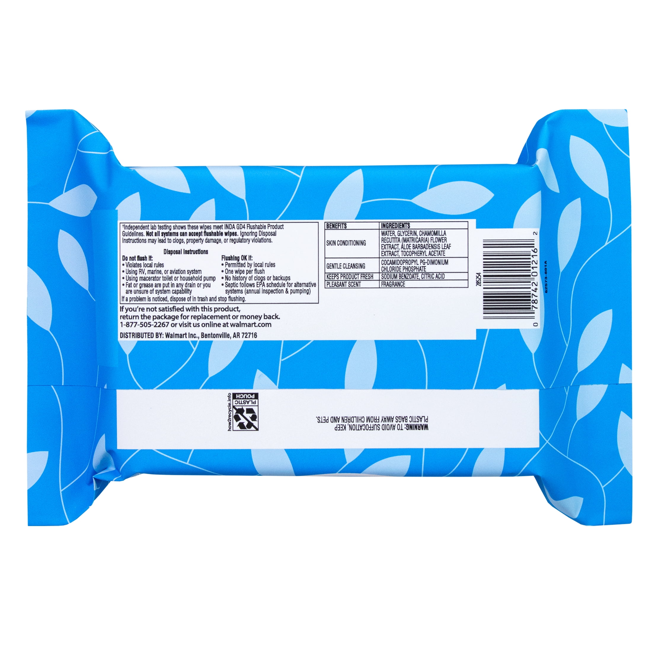Great Value Fresh Scent Flushable Wipes, 1 Flip-Top Pack, 42 Total Flushable Wipes