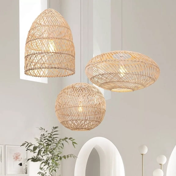 Arturesthome Boho Dining Room Rattan Pendant Light Coastal Living Room Decor Lampshade