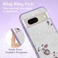 thumbnail image 6 of Cover for Google Pixel 7 Case Clear Glitter Sparkle Aesthetic Google Pixel 7 Phone Case Silicone Soft Flower Anti-Scratch Shockproof Funda Purple Slim (Silver-Purple), 6 of 14