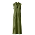 thumbnail image 4 of SAWOBUUN Womens Cotton Maxi Dress Sleeveless Deep V Neck Side Split Casual Summer Long Dress with Pockets, 4 of 8