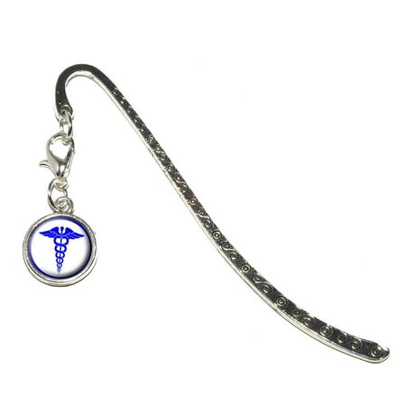 - Caduceus Medical Symbol Blue - Doctor MD RN EMT Metal Bookmark with Charm