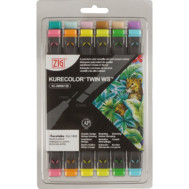 Kurecolor ZIG Twin WS Marker Set 12/PkgPale Colors