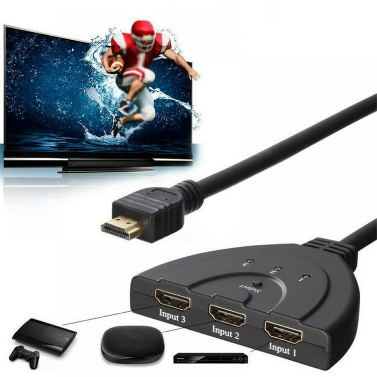 3-Port HDMI Splitter Switch Cable 2ft 3 In 1 out Auto High Speed Switcher  Splitter Support 3D,1080P For HDMI TV, PS3, Xbox One,etc