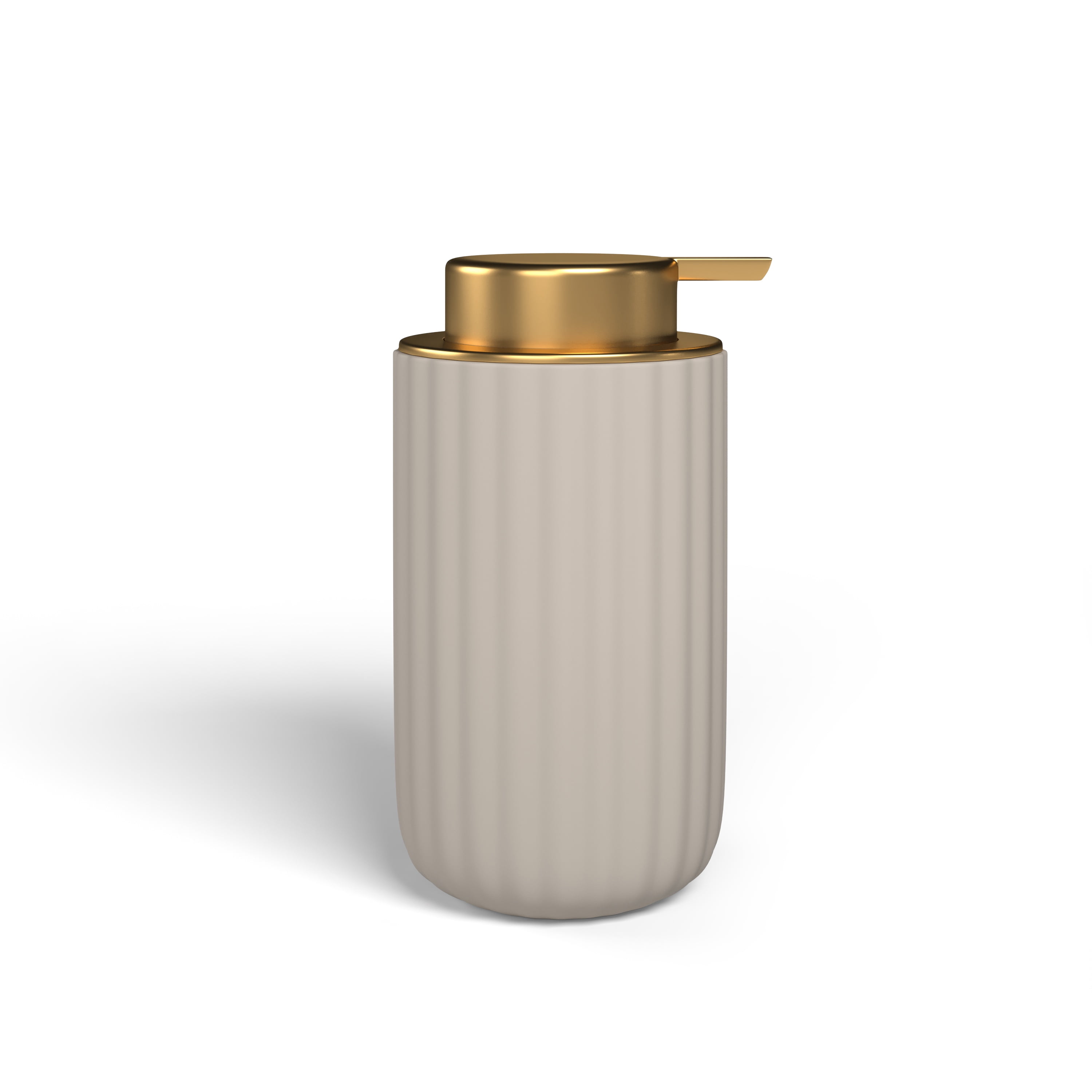 Beautiful Fluted Stoneware Bath Accessories 3-Piece Set by Drew Barrymore, Porcini Taupe