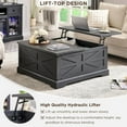 thumbnail image 6 of IFMUST Farmhouse Square Lift Top Coffee Table with Storage, Wood Center Table for Living Room, Black, 6 of 6