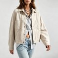 thumbnail image 4 of vdgthytj Jackets for Women Snap Button Lapel Collar Long Sleeve Cropped Fashion Fall Casual Outerwear with Chest Pockets(X-Large,White), 4 of 9