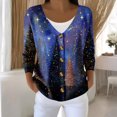 thumbnail image 2 of Women's Fashion Long Sleeve Christmas Snowman Snowflake Print Jacket Cardigan for Holiday Party and Casual Daily Wear,Purple,M, 2 of 6