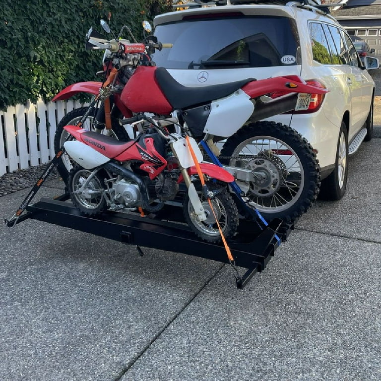 Titan Ramps Dual Steel Motorcycle Carrier with Ramp Extension 1000 lb. Total Capacity