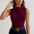 thumbnail image 2 of Landzoo Women'S Shirts Solid Color Sleeveless Crew Neck T-Shirt Summer Loose Fit Women Tops Size S Red, 2 of 6