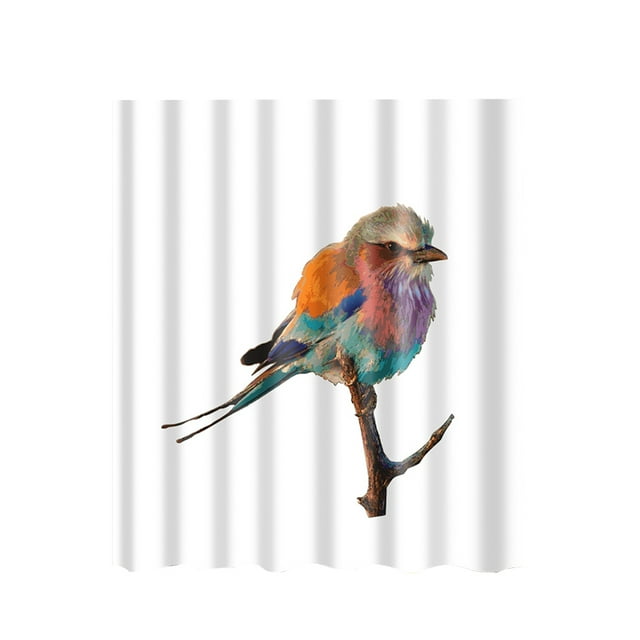 Cortina de ducha de poliéster con diseño de pájaros, juego de ganchos para baño, panel colgante de 1,8 x 1,8 m