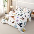 thumbnail image 3 of Homewish Watercolor Witch Halloween Twin Quilt Set,Magic Cartoon Book Print Twin Coverlet Set,Cream White,2 Pieces, 3 of 7