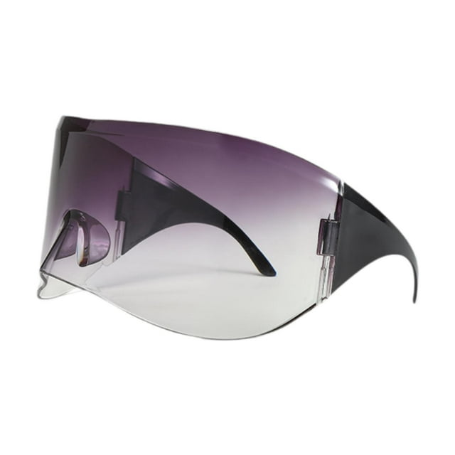 Gafas de sol futuristas, modernas y de gran tamaño, con montura envolvente para adultos que practican senderismo Púrpura