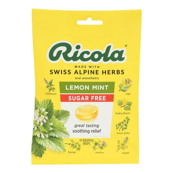 Ricola - Cough Drop Sugar Free Lemon Mint - Case Of 8-19 Ct