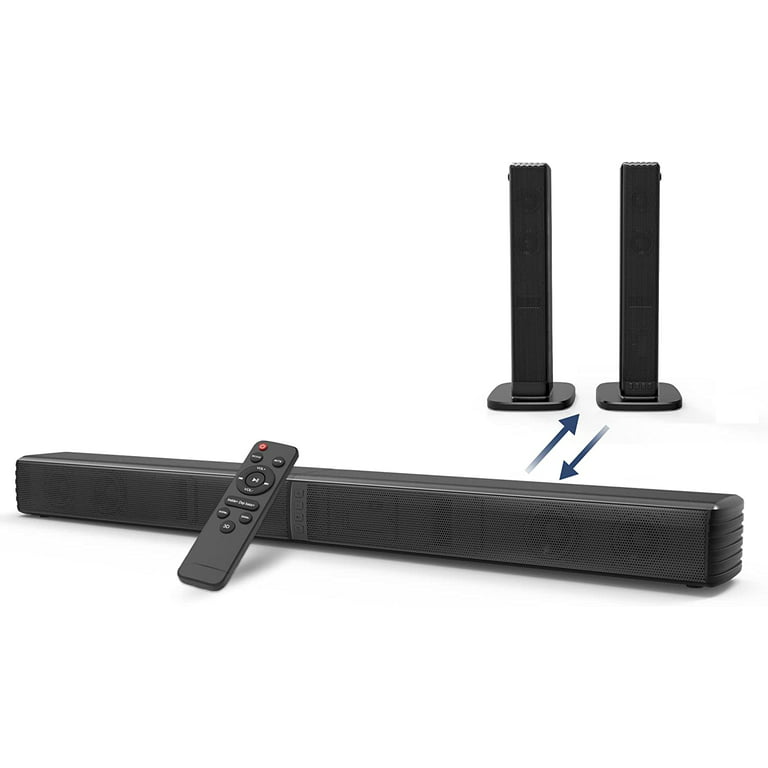 Sound Bars for TV, 2.2 CH 32 inch 3D Surround Sound Home System with HDMI-ARC/Opt/Bluetooth 5.0, Built-in Dual Subwoofer & 10 DSP, Treble/Bass Adjustable, 2 in 1 Separable Design - Walmart.com