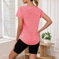 thumbnail image 6 of Moxiu Women's Workout T-Shirts Short Sleeve V-Neck Exercise T-Shirt Summer Quick Dry Curvy Hem Yoga Gym Sport Athletic Top Pink,L, 6 of 8