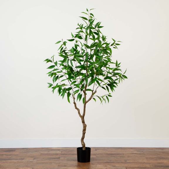 Nearly Natural Long Leaf Greco Eucalyptus Artificial Potted Tree - 7'