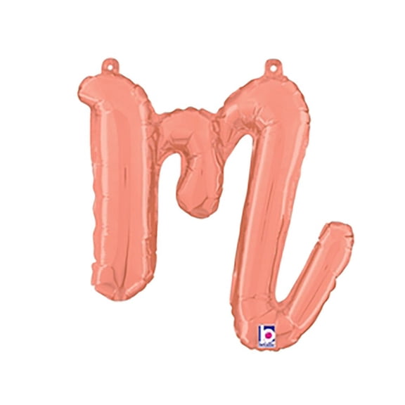 14 inch Script Letter M - Rose Gold (Air-Fill Only) Betallic Foil Mylar Balloon - Party Supplies Decorations