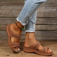 thumbnail image 5 of NOKIO Women's Light Weight Shoes Summer Solid Color Slip On Casual Open Toe Wedges Soft Bottom Breathable Slippers Shoes, 5 of 6
