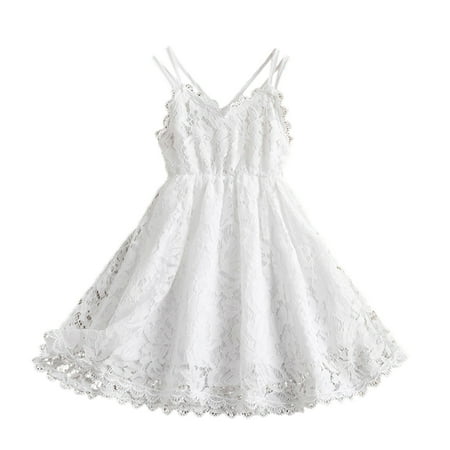 

LBECLEY Halter Wedding Dress Princess Ball Clothes Baby Dress Girls Toddler Party Gown Solid Dress Lace Kids Girls Dress&Skirt 6 Month Girls Dress White 140