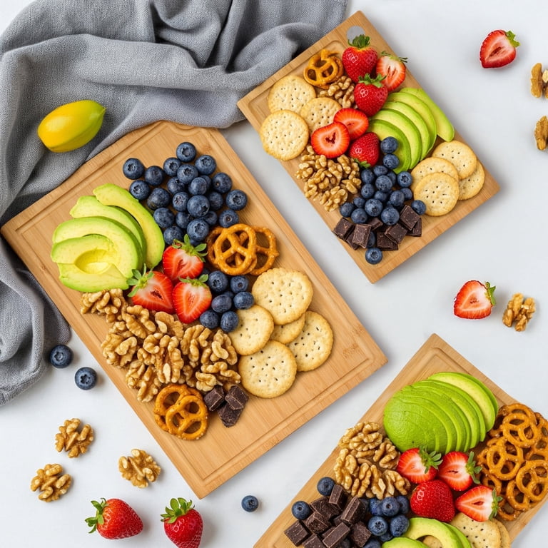 Kikcoin Bamboo Cutting Board Set, 3 Pieces with Hooks photo 8