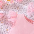 thumbnail image 4 of Mercatoo Baby Girls Solid Casual Dress Ruffle Mesh Fly Sleeve Tutu Dress Shiny Dress + Same Color Hairband Girls Summer Dress, 4 of 7