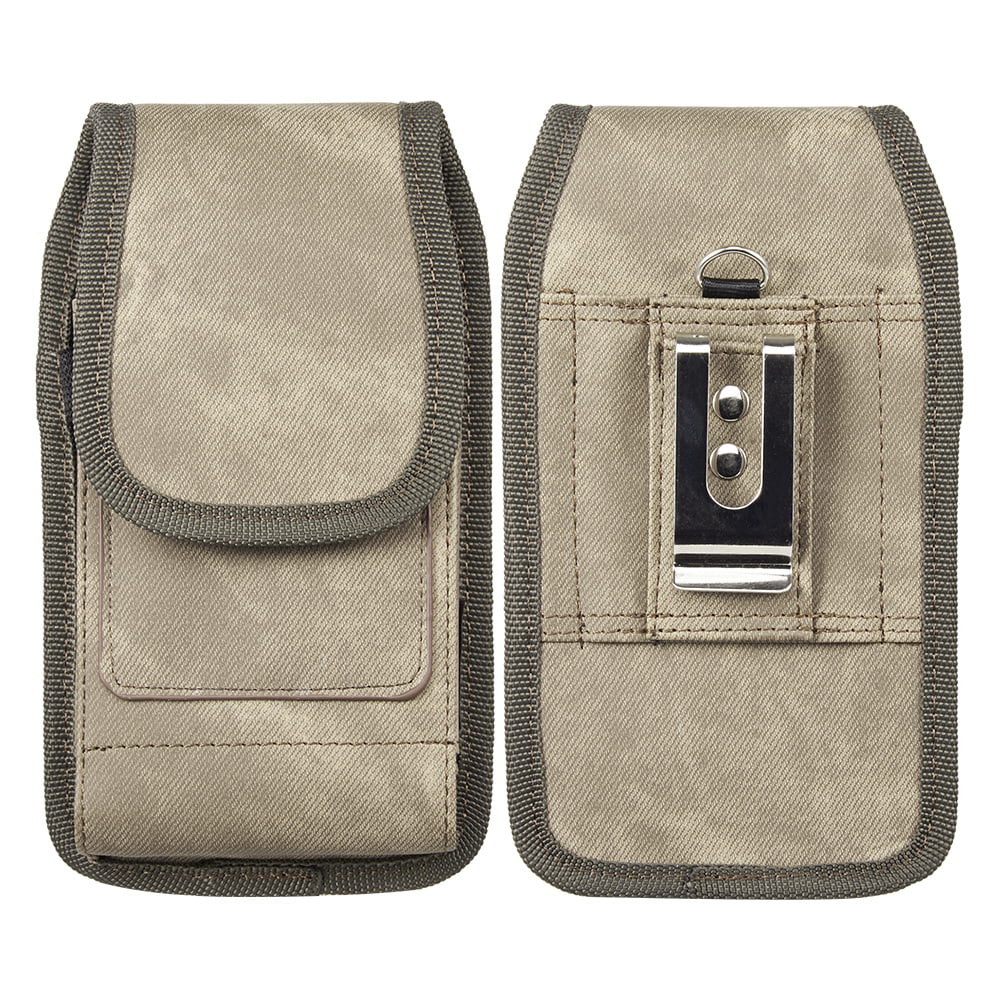 Canvas Fabric Belt Pouch with Carabiner Clip for Samsung Galaxy Z Flip 5 /  4 / 3 - Brown