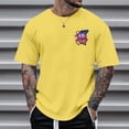 thumbnail image 2 of Retro Streetwear Hop T Shirts for Men Crewneck Short Sleeve Y2K Graphic Tee Relaxed Fit Summer Tops Yellow S, 2 of 8
