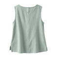 thumbnail image 4 of Womens Tank Tops Cotton Linen Casual Sleeveless Vest Summer Loose Comfy Camisole Green Tank Tops for Women, 4 of 9
